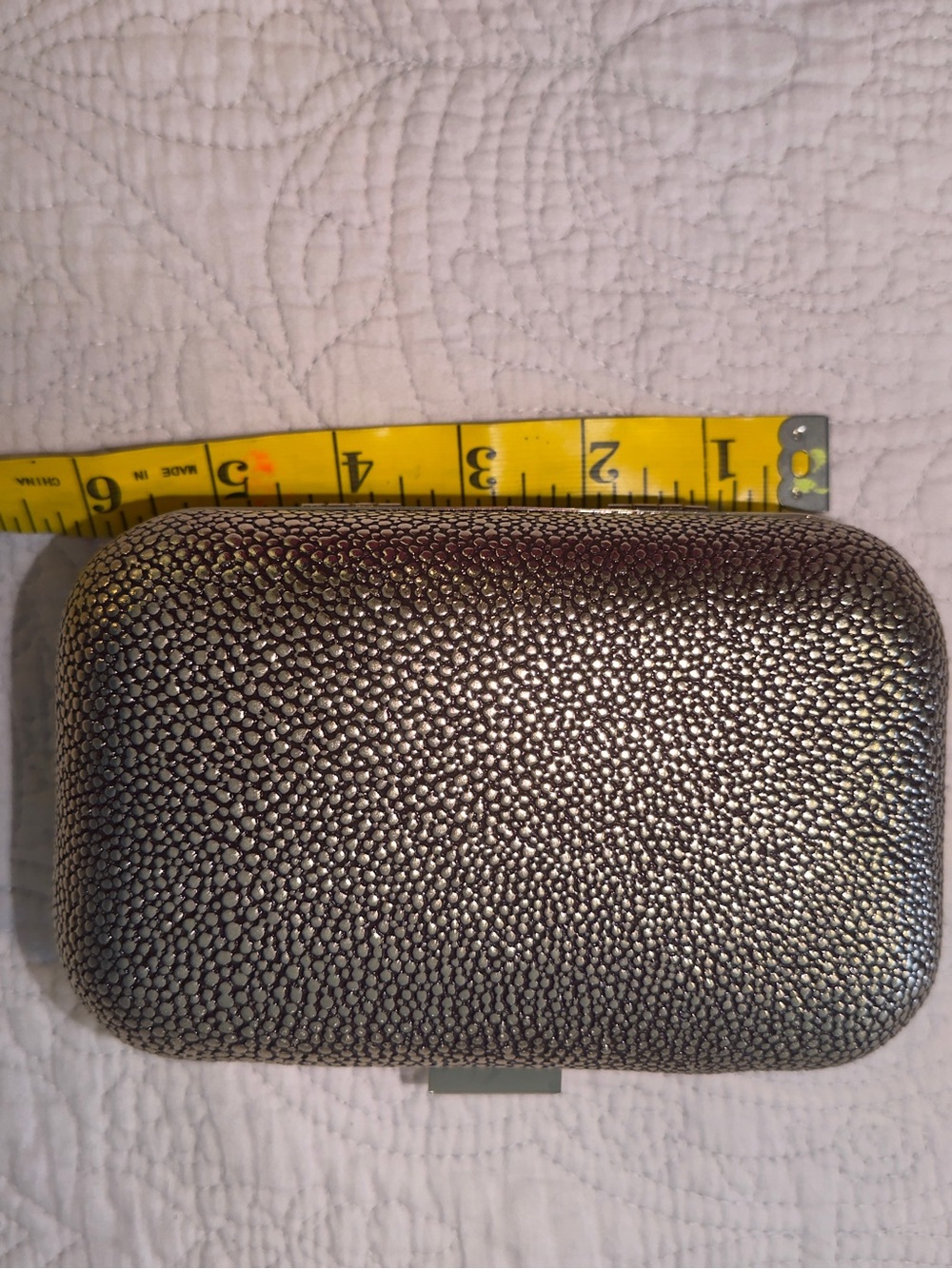 Textured Metallic Clutch in Silver
